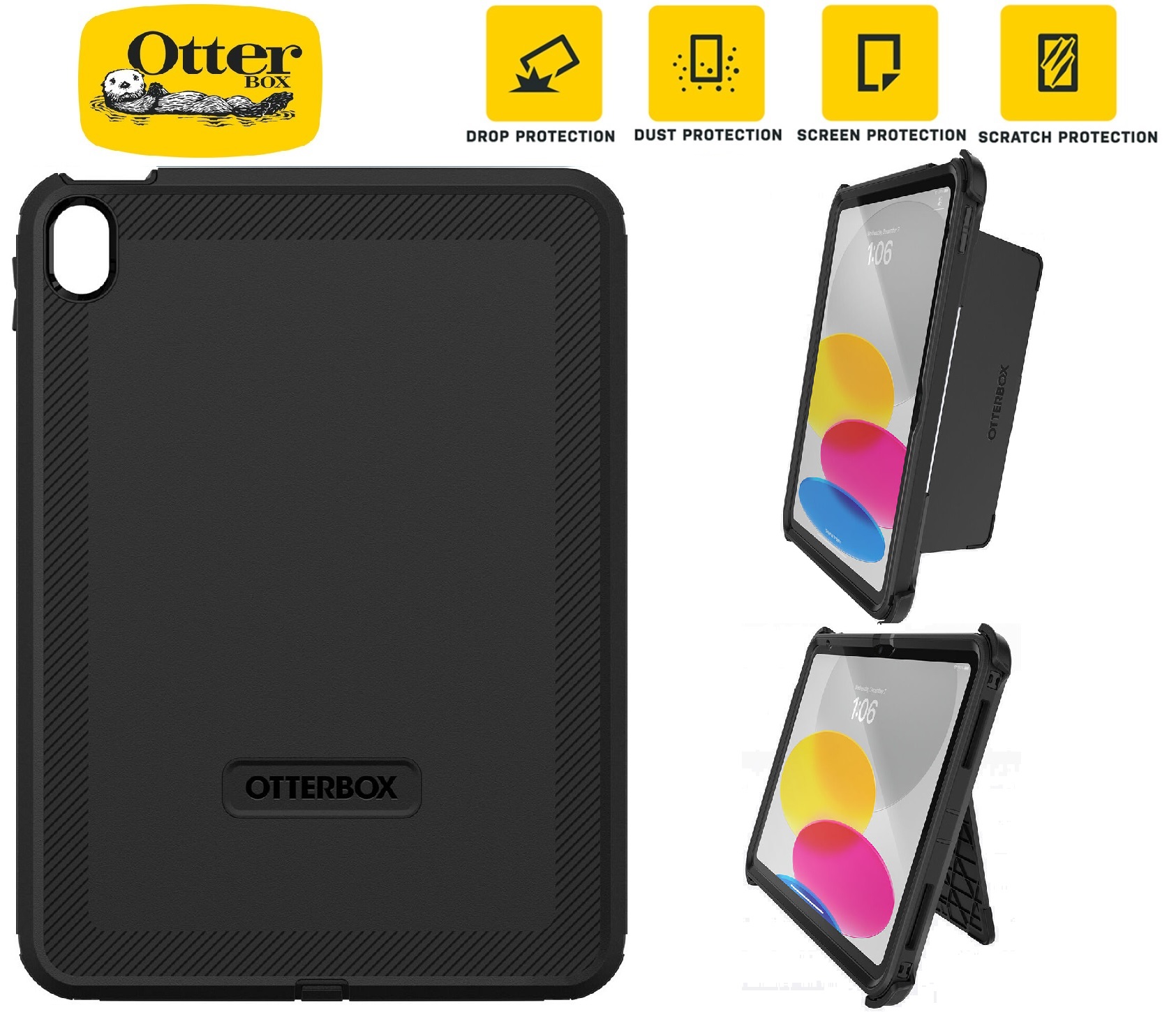 OtterBox Defender Rugged Protective Case for Apple iPad 11th Gen (11.0") A16 & 10th Gen (10.9") with Built-in Screen Protector and DROP+ Military Standard Protection
