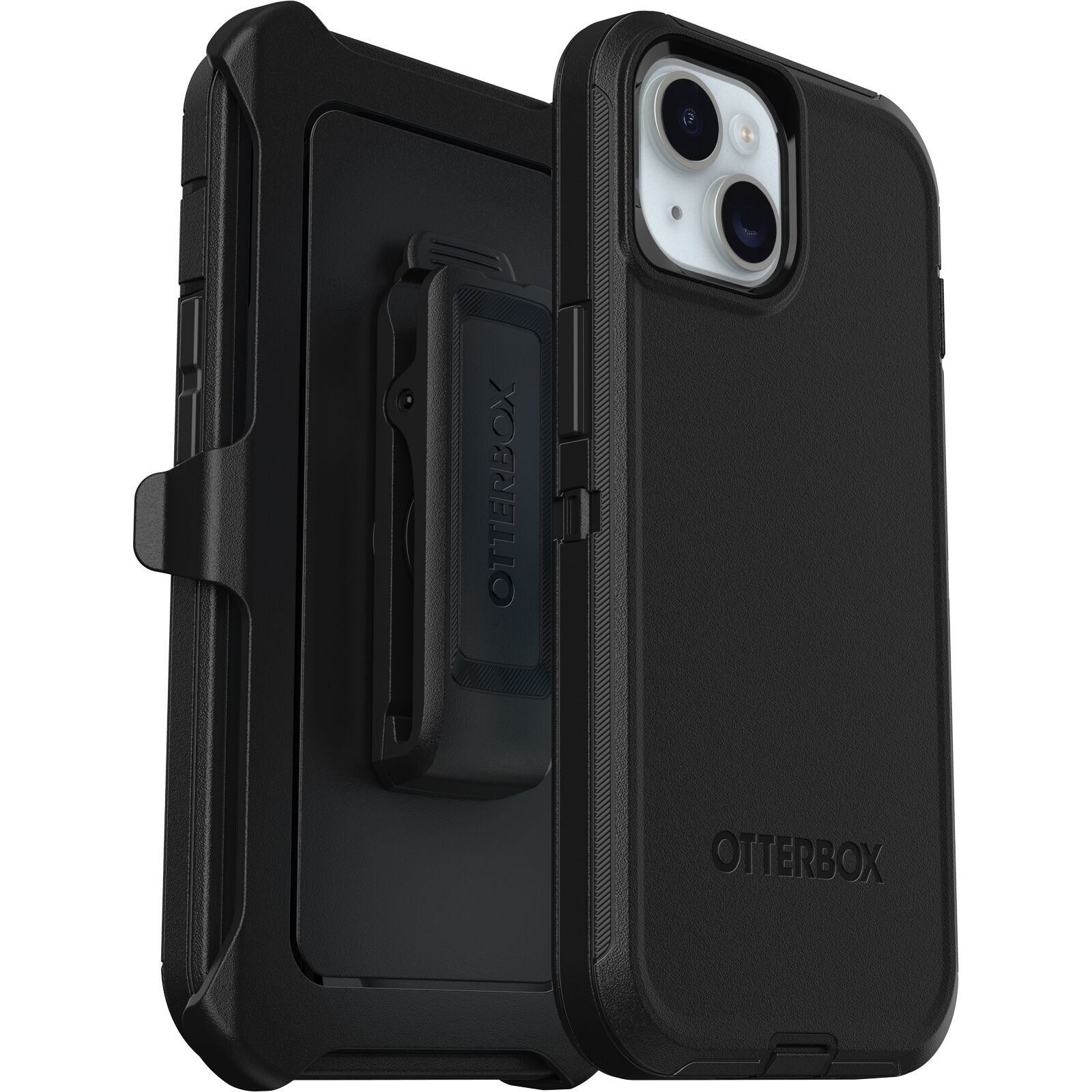 OtterBox Defender Series Multi-Layer Protective Case for Apple iPhone 16e / 15 / 14 / 13 (6.1") with Holster - Black, Model 77-92556