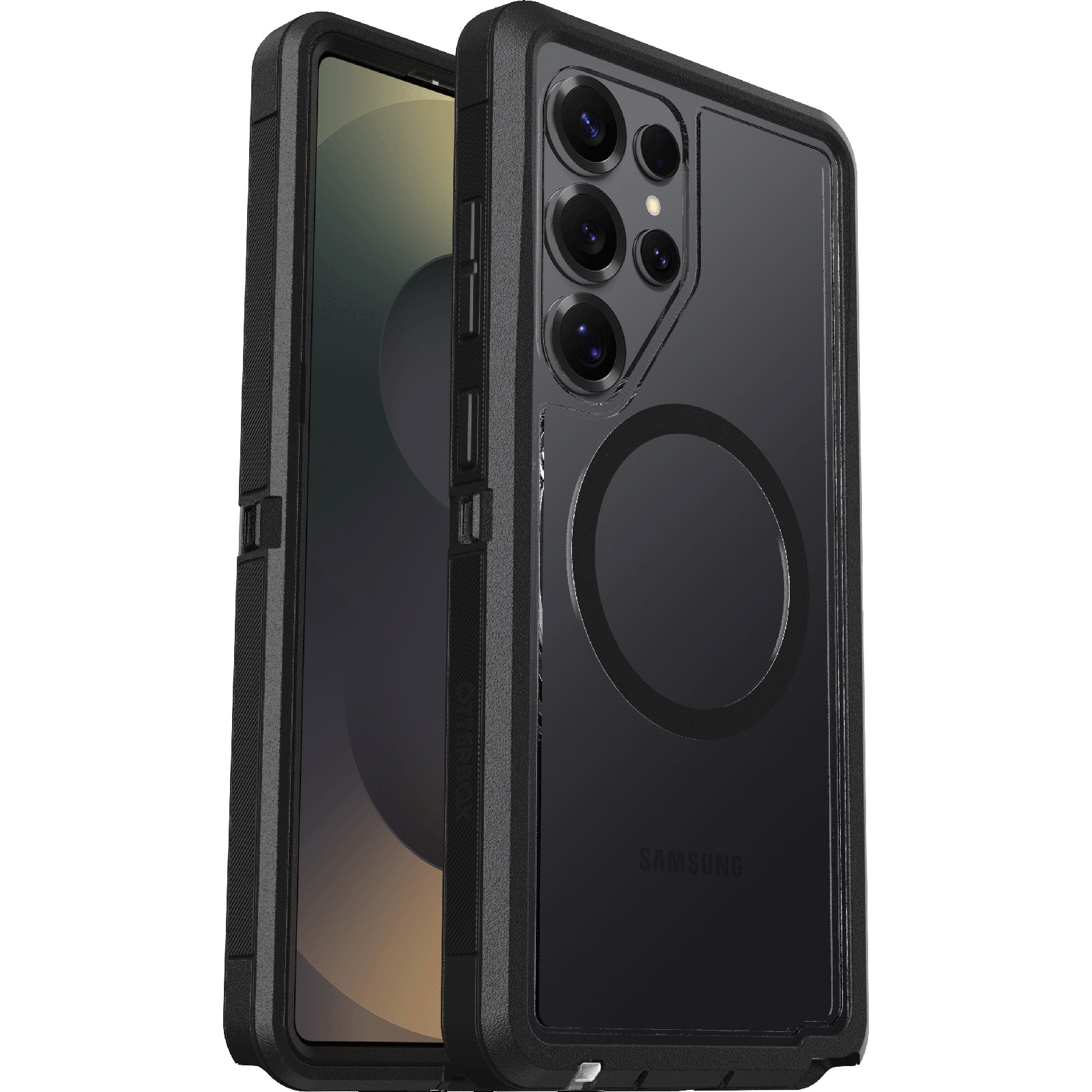 OtterBox Defender XT Clear Magnet Case for Samsung Galaxy S25 Ultra 5G (6.9") - Dual-Layer DROP+ Protection, Qi2 Wireless Charging Compatible, Dark Side Clear/Black