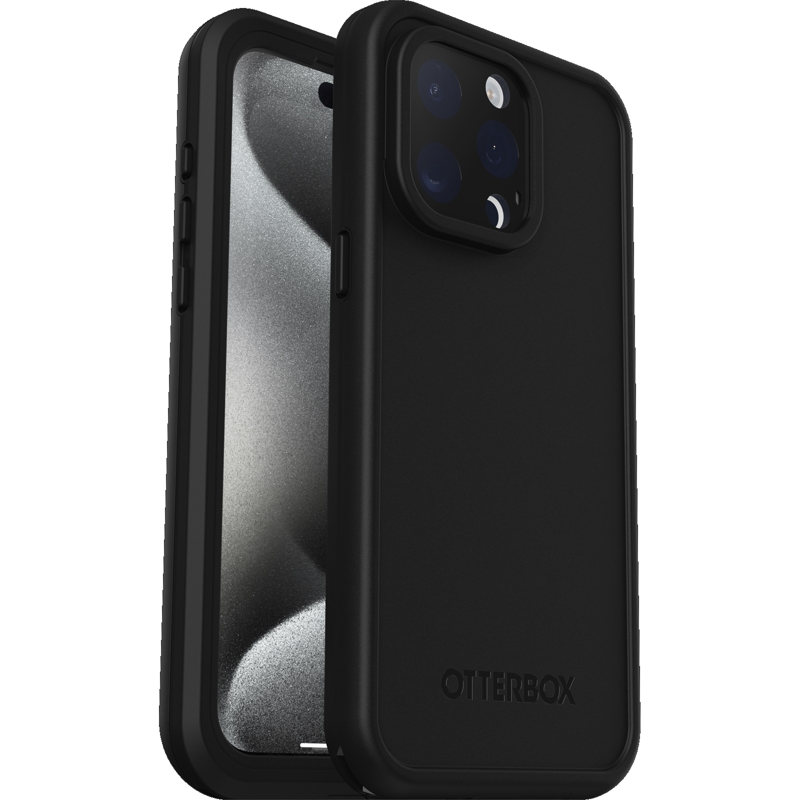 OtterBox Frē Series Waterproof MagSafe Case for iPhone 15 Pro Max (6.7') Black - DROP+ Military Grade, 2M Water Resistant, Port Covers, Eco-Friendly