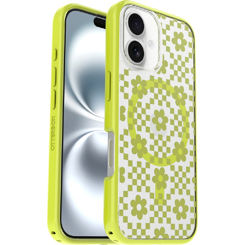 OtterBox React MagSafe Case for iPhone 16 (6.1") - Daisy Dance Clear/Yellow, DROP+ Military Grade Protection, Recycled Materials