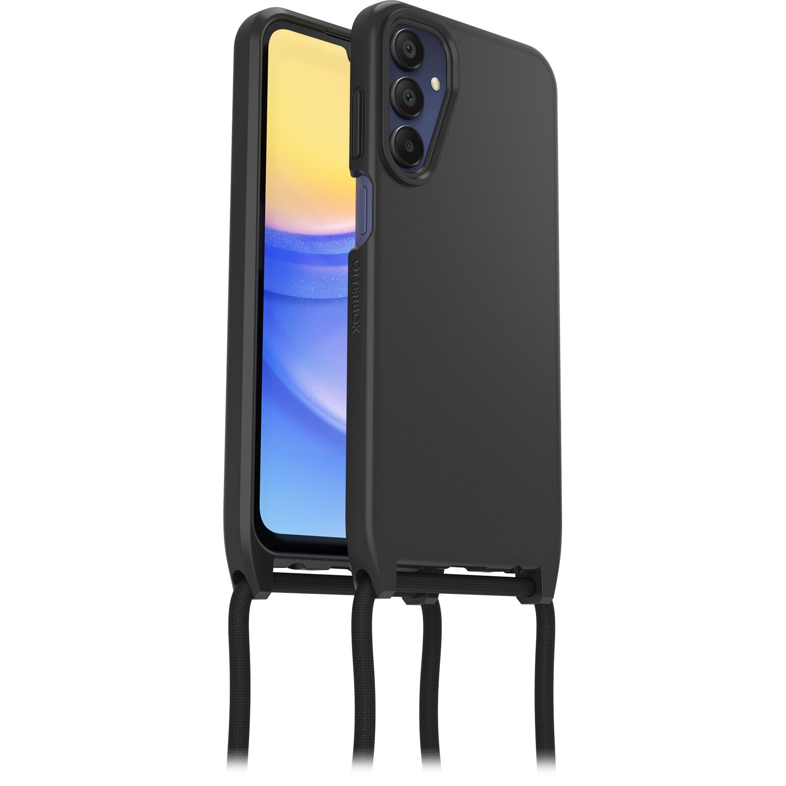 OtterBox React Necklace Case for Samsung Galaxy A15 5G (6.5") - Ultra-Thin, Military Grade Drop Protection, Detachable Nylon Rope, Black