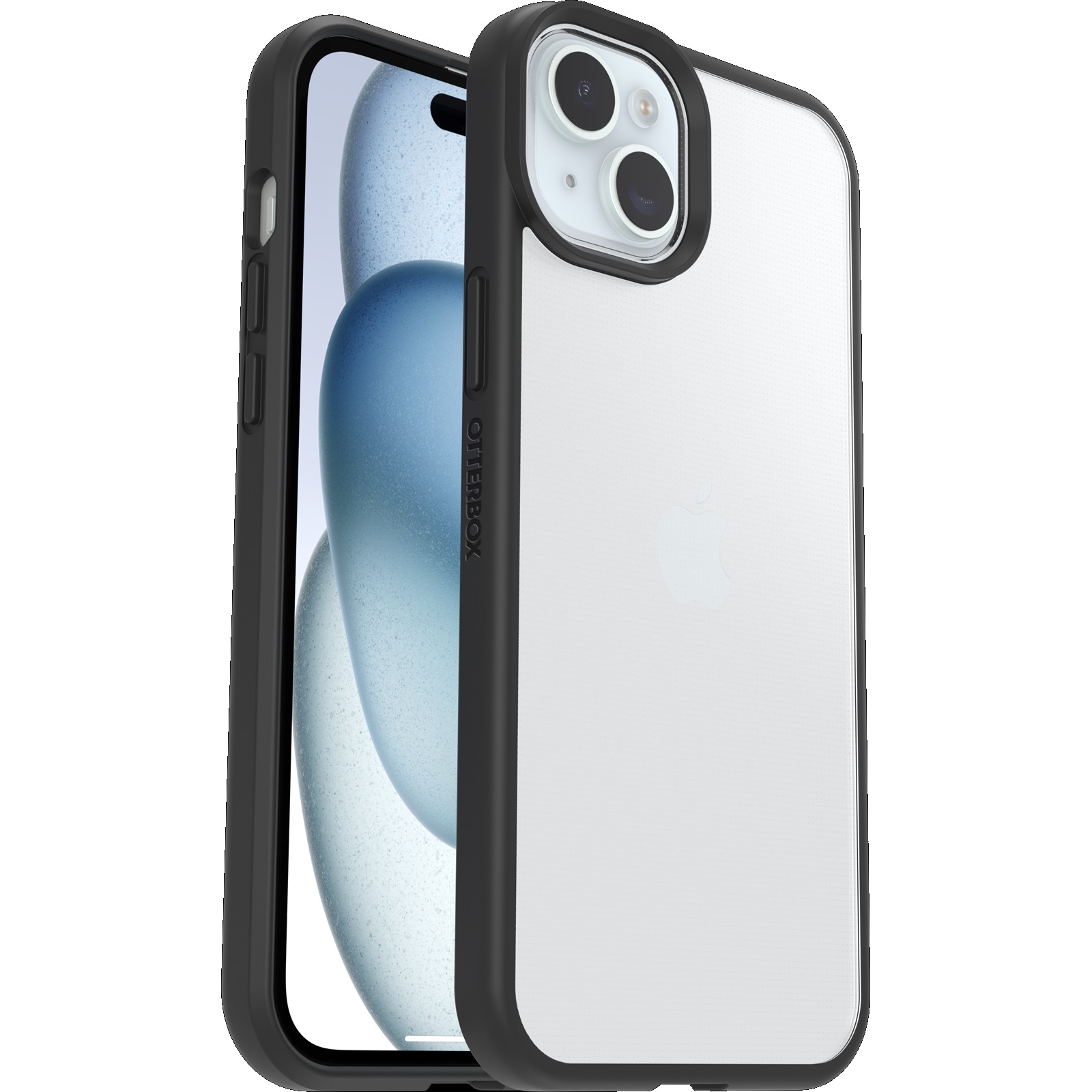 OtterBox React Series Ultra-Thin Black Crystal Case for Apple iPhone 15 (6.1") with DROP+ Military Grade Protection & Antimicrobial Hard Shell