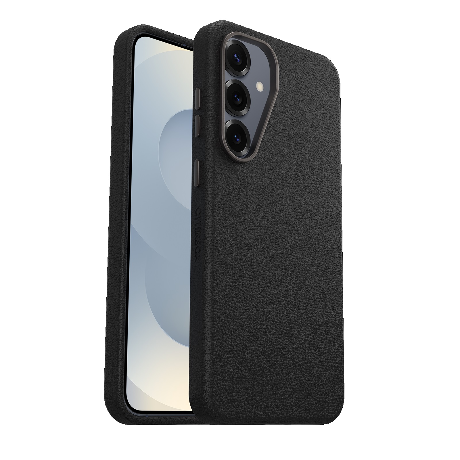 OtterBox Symmetry Cactus Leather Case for Samsung Galaxy S25+ 5G (6.7") - Noir Ash Black, DROP+ Military Grade Protection, 7-Year Warranty