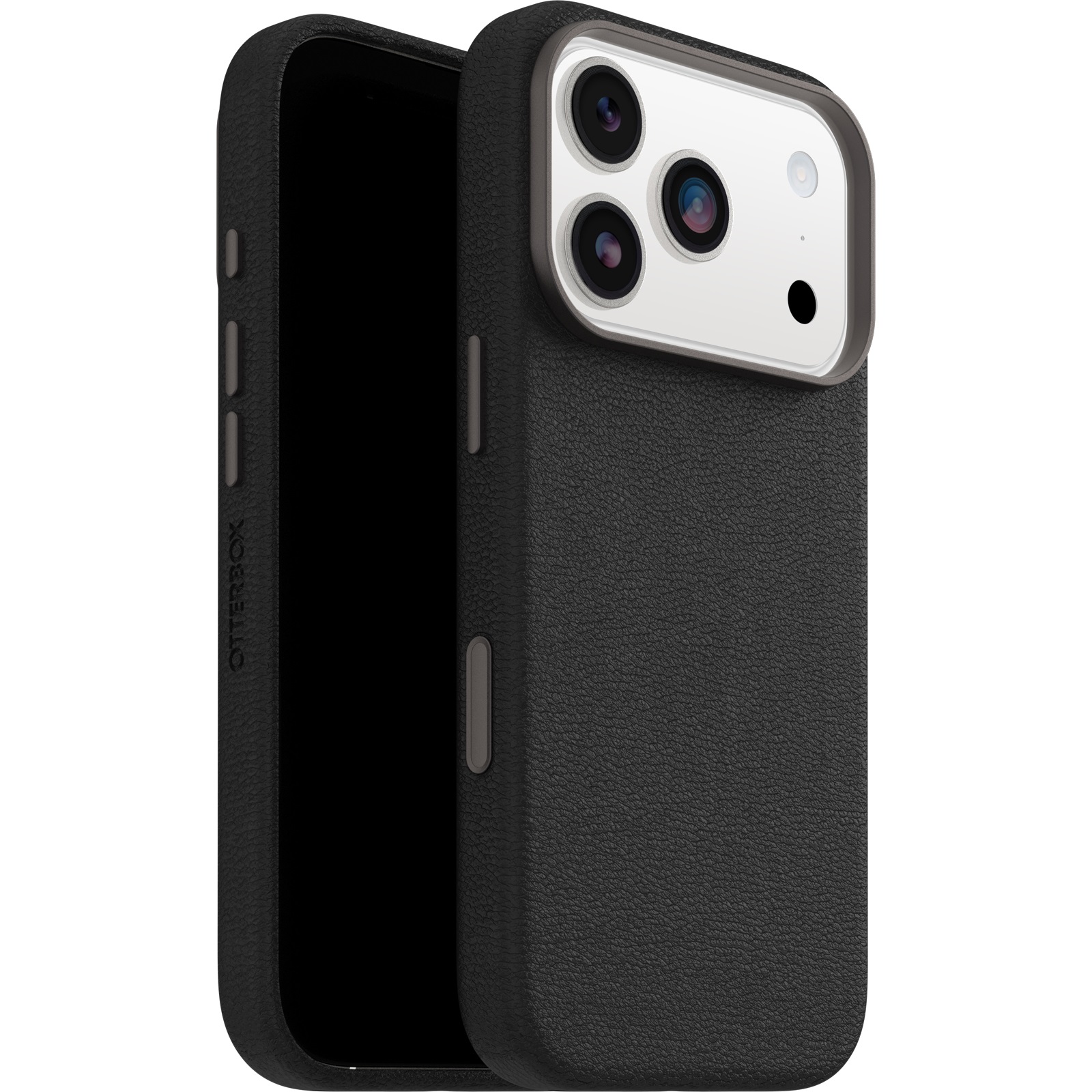 OtterBox Symmetry Cactus Leather MagSafe iPhone 17 Pro Max Case Noir Ash Black - Military Drop Tested, Camera Control, 7-Year Warranty