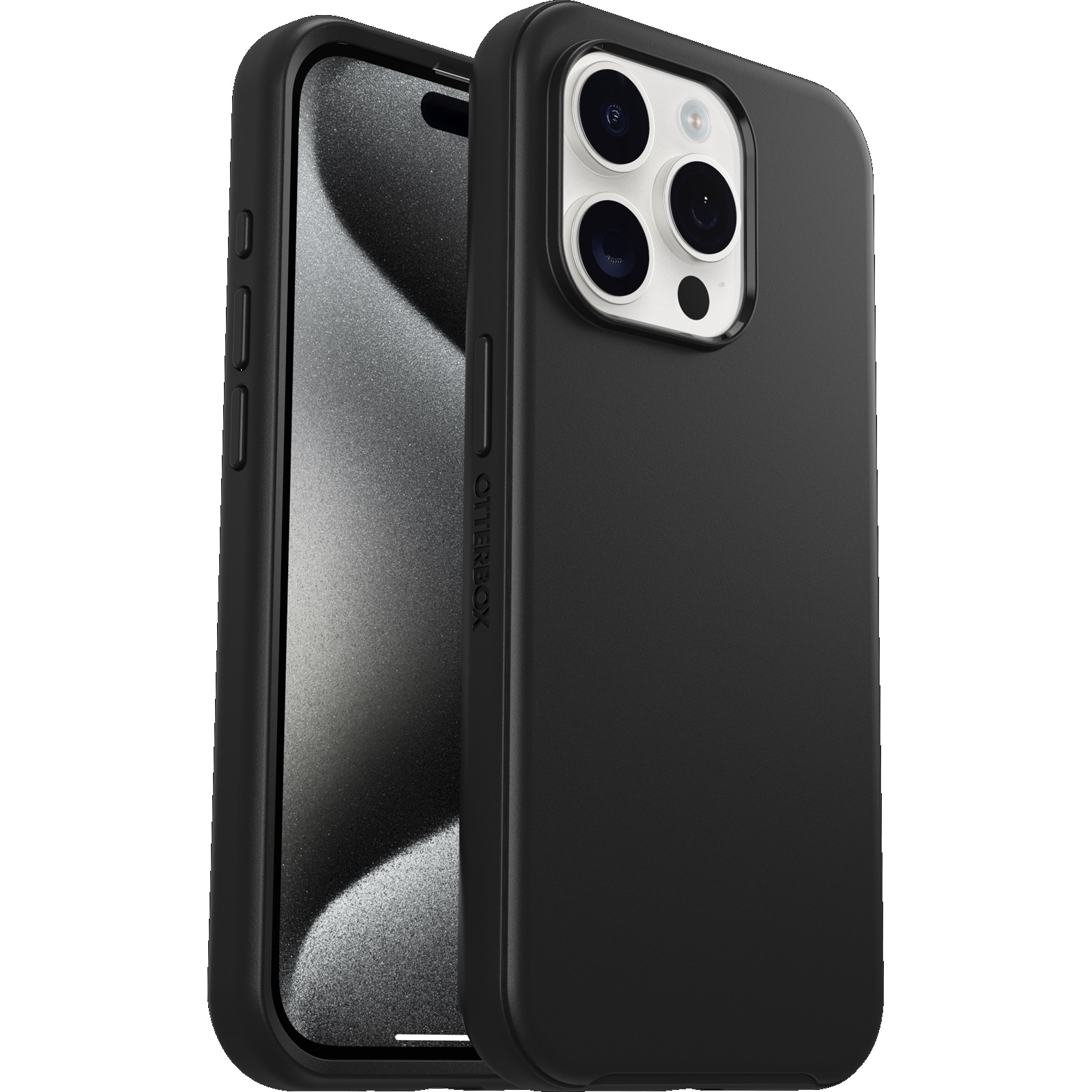 OtterBox Symmetry Series Ultra-Sleek Black Case for Apple iPhone 15 Pro (6.1") with DROP+ Military-Grade Protection & Antimicrobial, 7 Years Warranty
