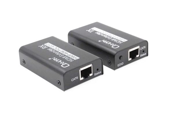 Oxhorn HDMI Extender over Ethernet 1080p HDCP 1.2 with PoE Support, Aluminum Alloy Casing, Full HD up to 60m, Black, 2-Year Warranty