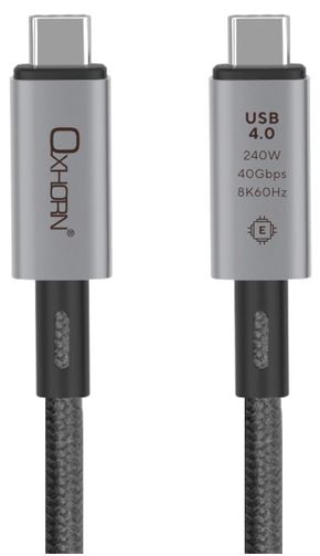 Oxhorn USB 4.0 Type C to Type C Gen3 1m Cable 40Gbps 5A 100W Power Delivery 8K@60Hz Video E-Marker Chip Aluminum Connector Black