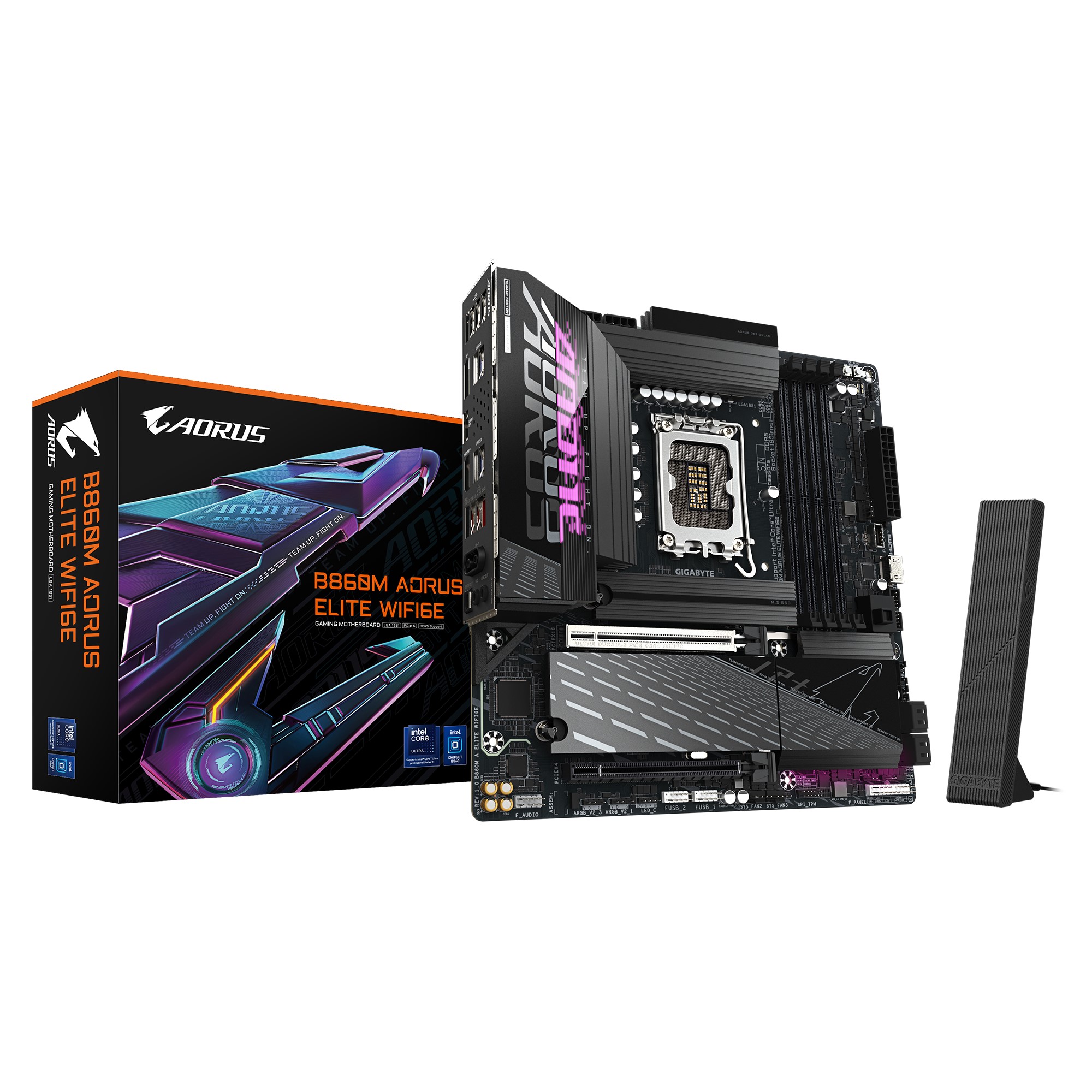 Gigabyte B860M AORUS ELITE WIFI6E Micro-ATX Motherboard for Intel Core Ultra CPUs, DDR5 up to 256GB, PCIe 5.0, Wi-Fi 6E, Triple M.2, 2.5GbE LAN