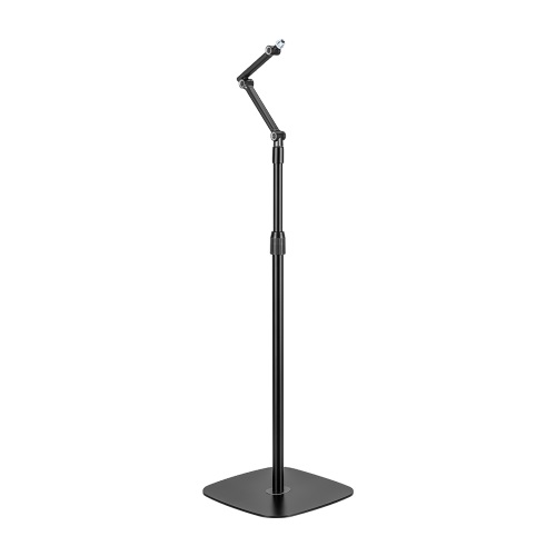 Brateck Stylish Height Adjustable Microphone Floor Stand Matte Black & Light Grey 320x320x1694mm with 312mm Boom Arm & Cable Management