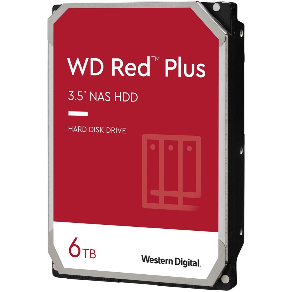 Western Digital WD Red Plus 6TB NAS HDD SATA 6Gb/s 5400RPM 256MB Cache CMR - Reliable 3.5" Internal Hard Drive for 8-Bay NAS with NASware 3.0 Technology
