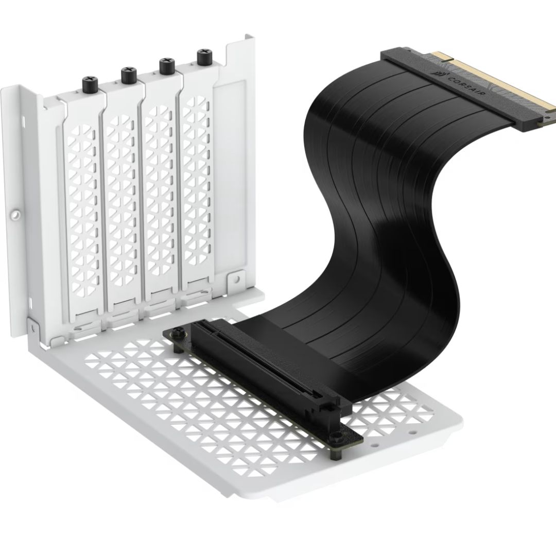 Corsair 6500 Series Vertical GPU Mount Kit - White | PCIe 4.0 Riser Cable & Vertical Bracket for 6500D / 6500X Cases