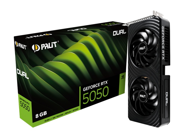 Palit GeForce RTX 5050 Dual 8GB GDDR6 PCIe 5.0 Gaming Graphics Card with HDMI 2.1b & 3x DisplayPort 2.1b - 130W TDP