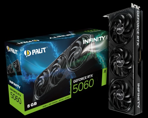Palit GeForce RTX 5060 Infinity 3 8GB GDDR7 128-bit PCI-E 5.0 Gaming Graphics Card with DisplayPort 2.1b & HDMI 2.1b