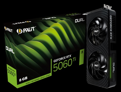 Palit GeForce RTX 5060 Ti Dual 8GB GDDR7 128-bit PCIe 5.0 Graphics Card with 3x DisplayPort 2.1b & HDMI 2.1b NE7506T019P1-GB2062D