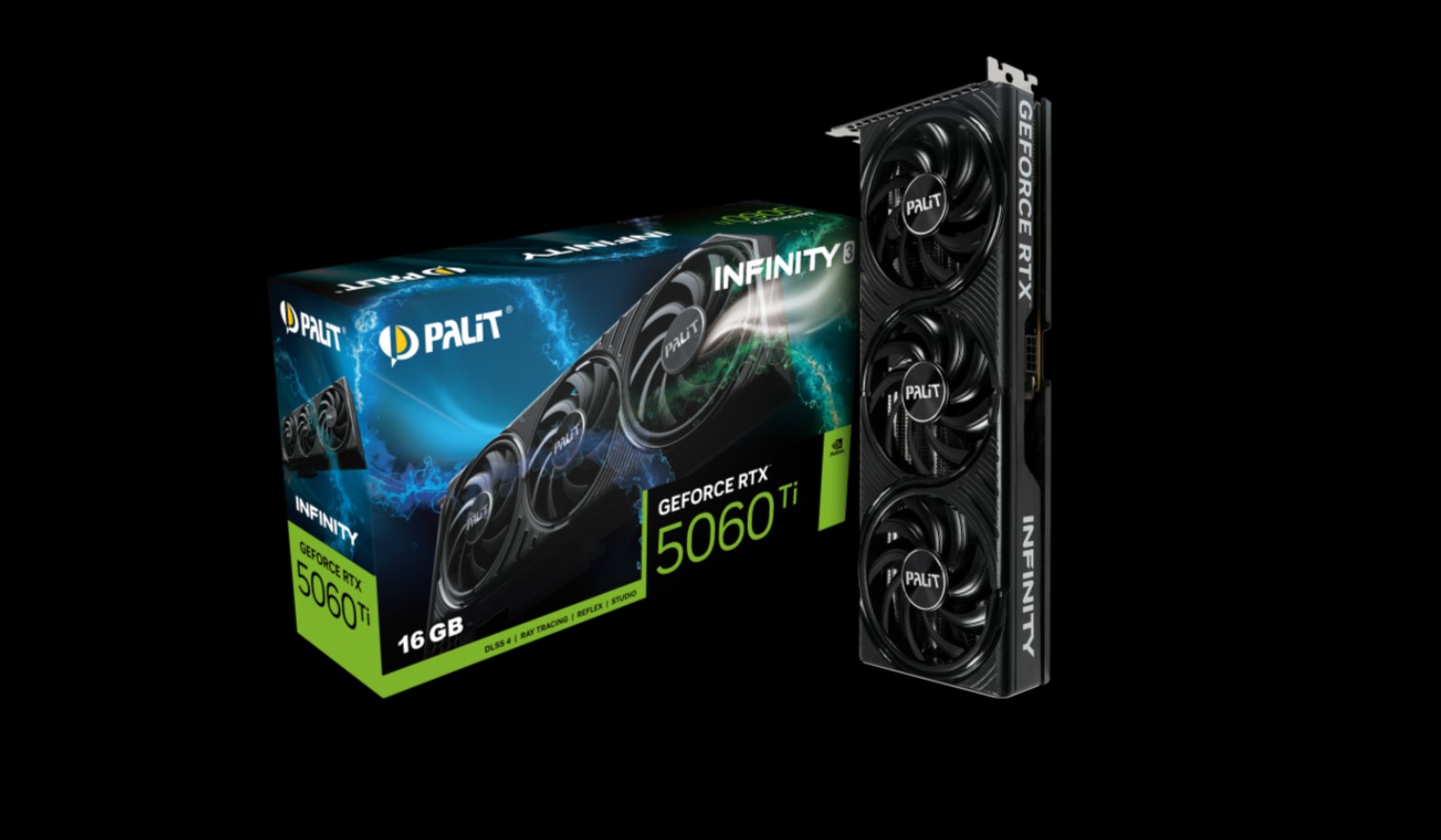 Palit GeForce RTX 5060 Ti Infinity 3 16GB GDDR7 128-bit PCIe 5.0 Graphics Card with 3x DisplayPort & HDMI 2.1b, 180W TDP