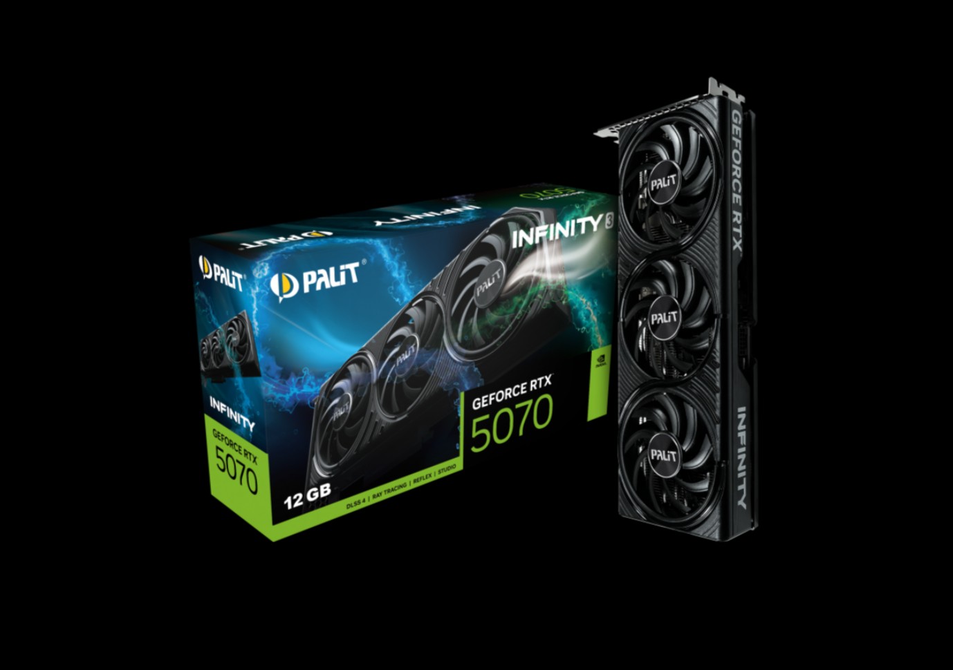 Palit GeForce RTX 5070 Infinity 3 12GB GDDR7 192-bit GPU with PCIe 5.0, 3x DisplayPort 2.1b & HDMI 2.1b Outputs