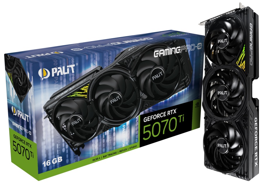 Palit GeForce RTX 5070 Ti GamingPro-S 16GB GDDR7 256-bit PCI-E 5.0 Graphics Card with Dual BIOS & Advanced Cooling