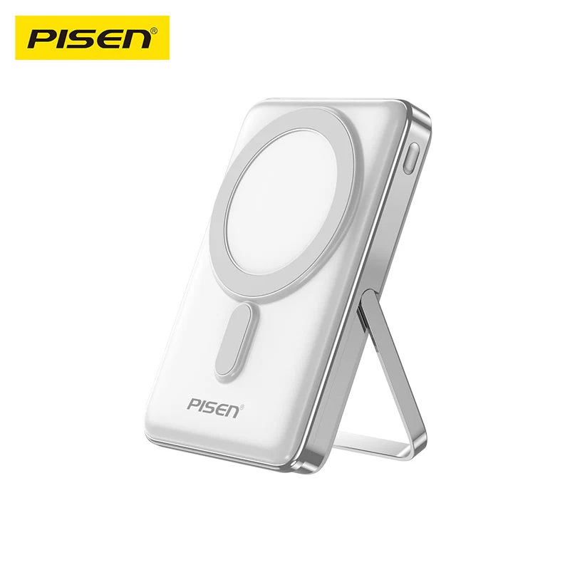 Pisen 30W 10000mAh Wireless Power Bank with Holder - 15W Magnetic Charging, PD QC 3.0 Fast Charge, LED Display, Overvoltage Protection, CCC Certified