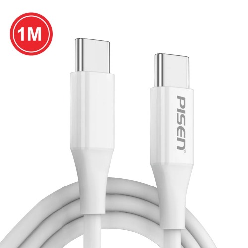 Pisen Mr White 1M USB-C to USB-C PD 60W Fast Charging Data Cable with Braided Durable Design