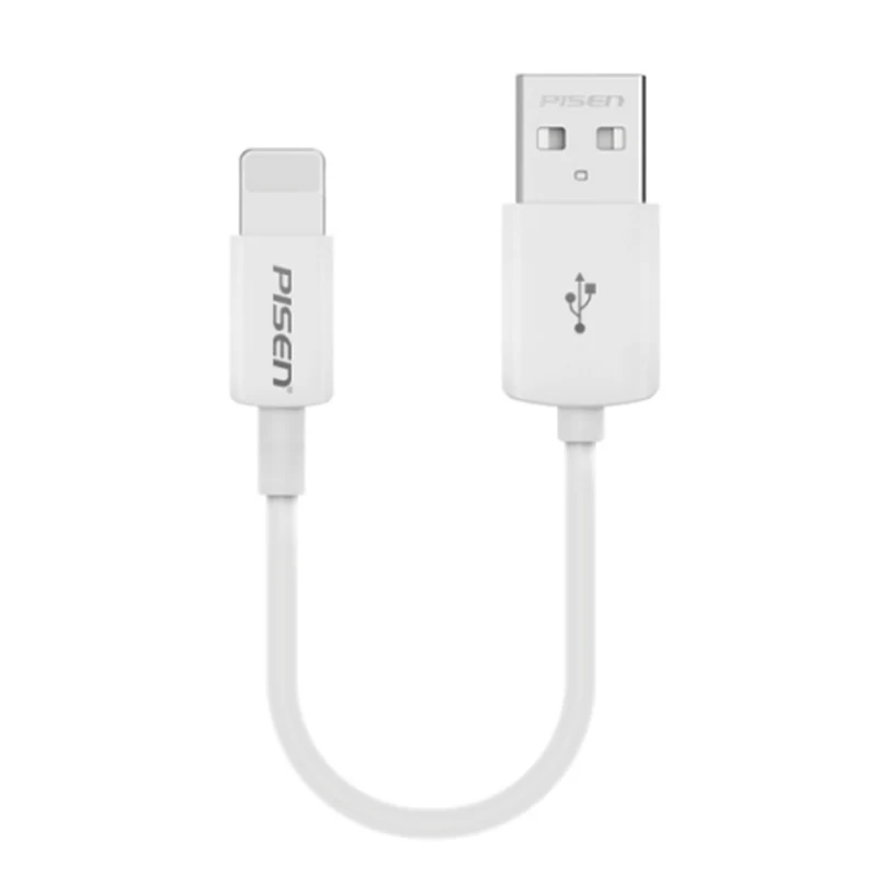 Pisen Mr White 20cm Lightning to USB-A Cable – Fast Charging & Data Sync, Stretch-Resistant, Lightweight for iPhone, iPad, MacBook