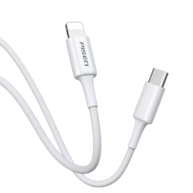 Pisen Mr White 2M USB-C to Lightning PD Fast Charge Cable – Durable TPE, 3A, Data Sync, Compatible with Apple iPhone, iPad, MacBook