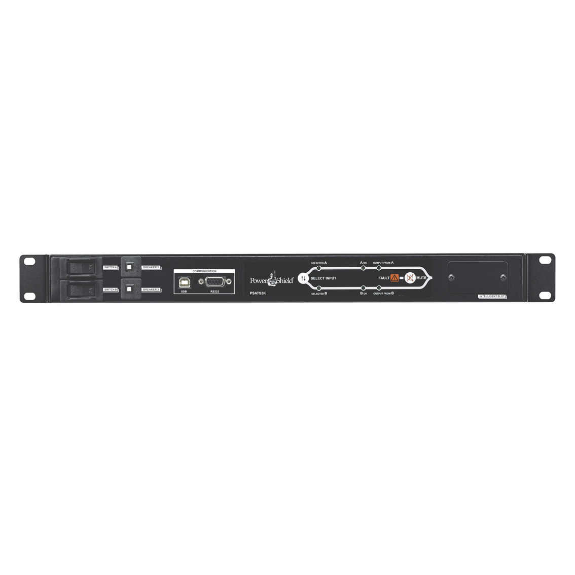 PowerShield ATS 3kVA Automatic Transfer Switch with Dual 15A C20 Inputs, 1x C19 & 8x C13 Outputs, 1U Rack-Mount Power Redundancy Solution