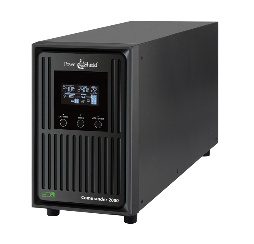 PowerShield Commander 2000VA 1800W Line Interactive Pure Sine Wave Tower UPS with AVR, 2 AUS Sockets & 3 C13 Outlets, LCD, ECO Mode, 2-Year Warranty