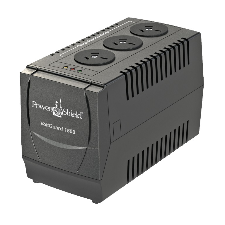 PowerShield VoltGuard 1500VA 750W Automatic Voltage Regulator with Surge Protection and Over/Under Voltage Safety, 2-Year Warranty