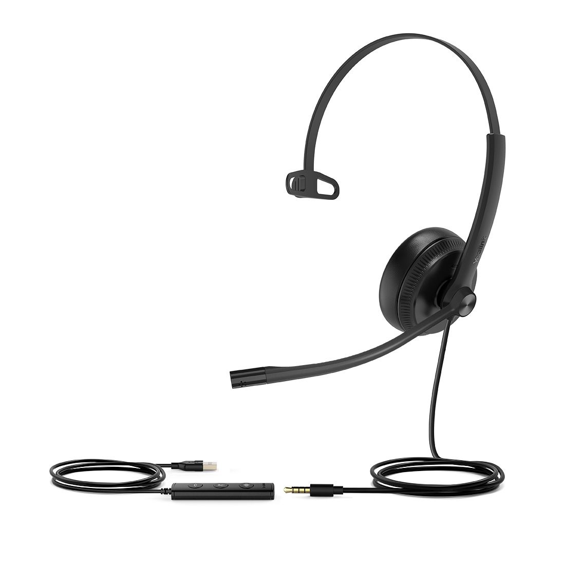 Yealink UH34 Special Edition Mono USB Headset with Noise Cancelling Mic, Leather Ear Cushions & YHC20 Controller - USB-A & 3.5mm