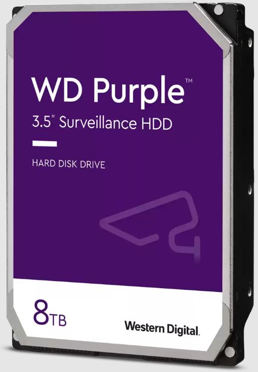 Western Digital WD Purple 8TB 3.5" SATA Surveillance HDD with 256MB Cache, 180TB/Year Workload, 3-Year Warranty