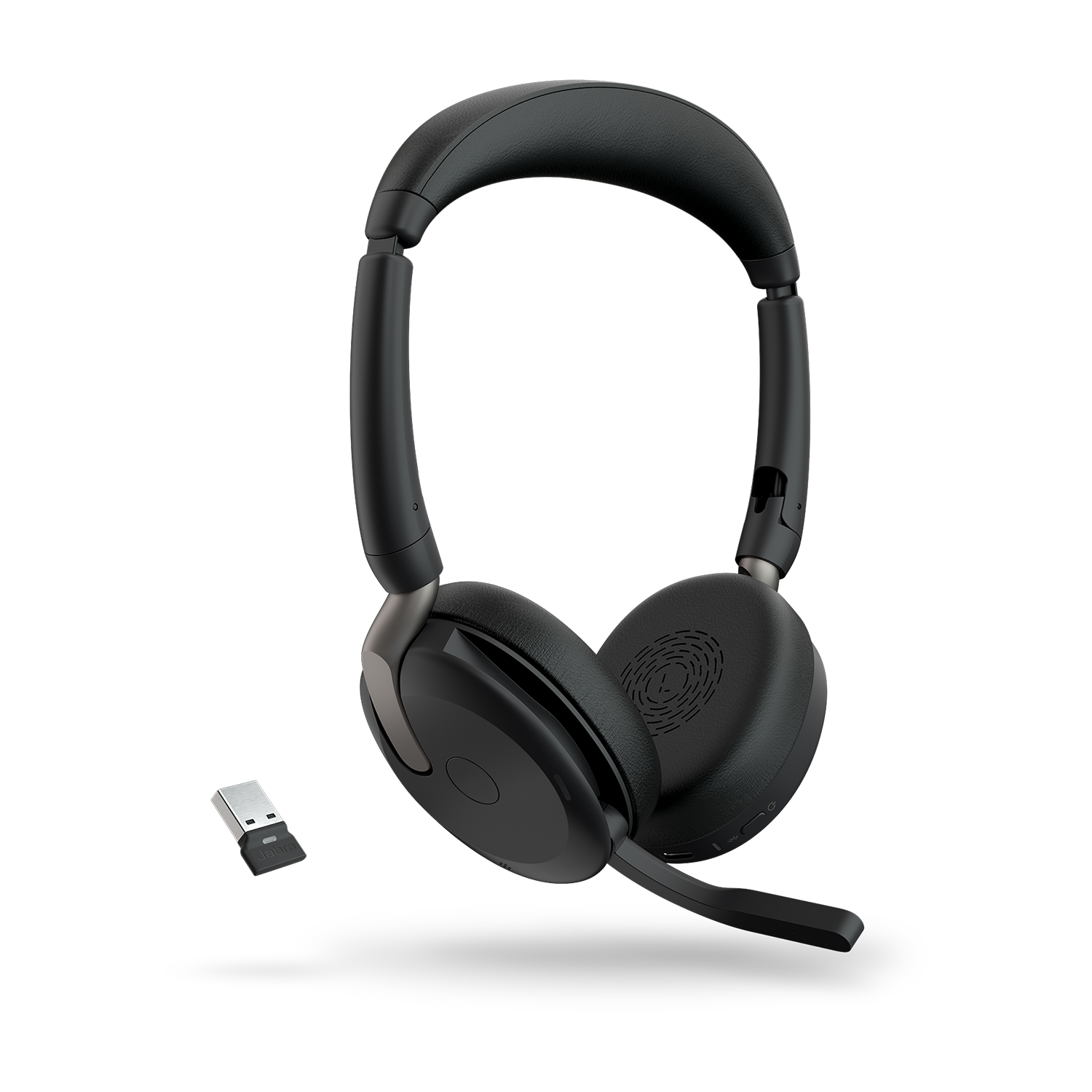 Jabra Evolve2 65 Flex Bluetooth Headset with Link380a USB-A Dongle — Foldable, ANC, 30m Range, Up to 32h Battery, Teams & Zoom Certified