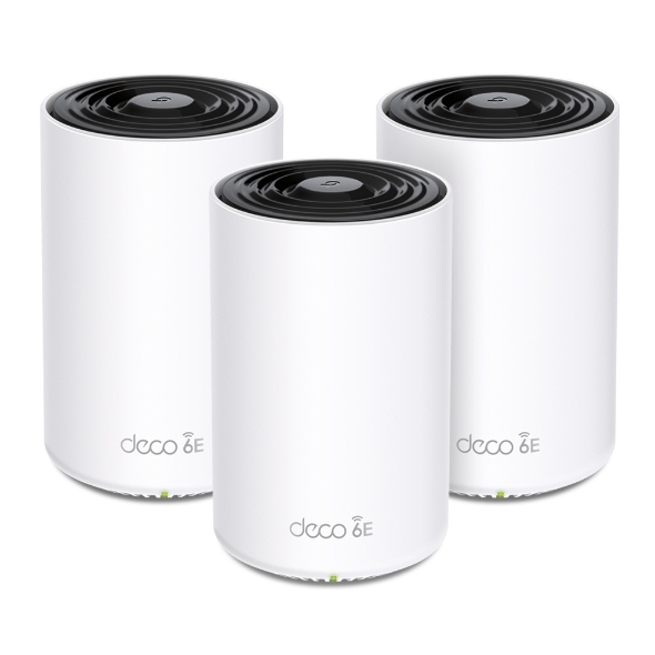TP-Link Deco XE75 AXE5400 Tri-Band Mesh Wi-Fi 6E System (3-Pack) – 574 Mbps @ 2.4 GHz, 2402 Mbps @ 5 GHz & 6 GHz Bands, Coverage up to 670 m², Supports 200 Devices