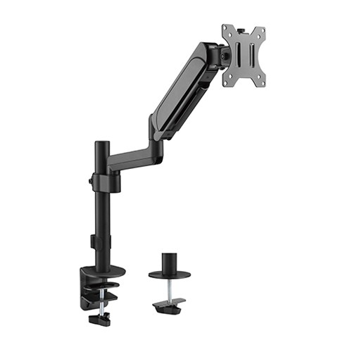 Brateck Single Monitor Gas Spring Arm for 17"-32" Screens, Up to 9Kg, VESA 75x75/100x100, Clamp & Grommet Mount