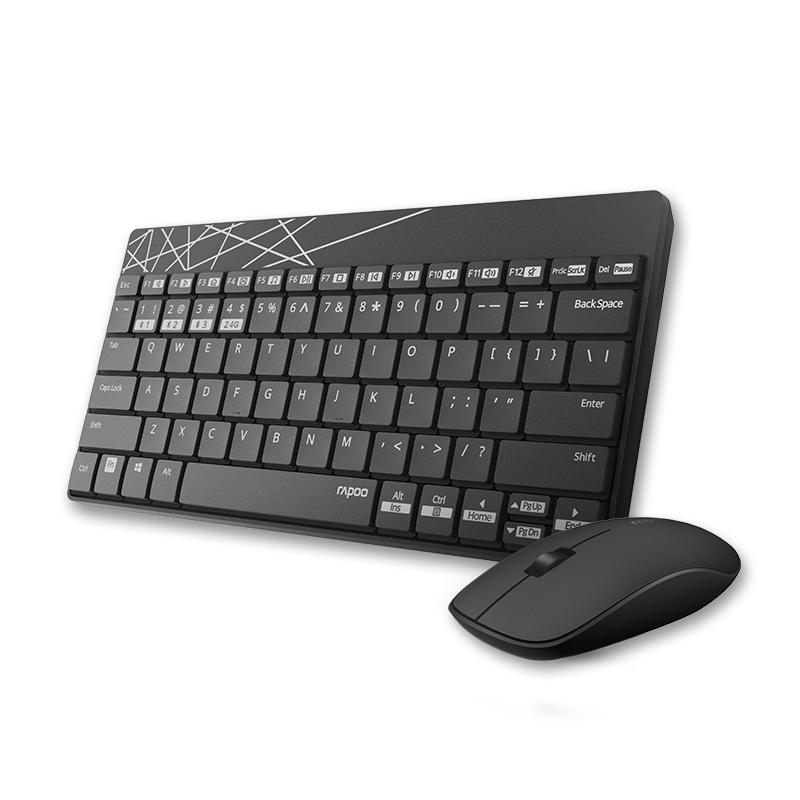 Rapoo 8000M Compact Wireless Multi-mode Bluetooth and 2.4 GHz Keyboard and Mouse Combo - 87 Keys, 1300 DPI, Multi-Device, Spill-Resistant