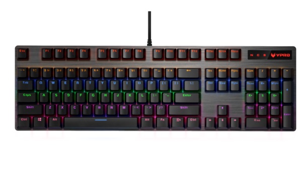 Rapoo V500 Pro Backlit Mechanical Gaming Keyboard - Full-Size 104-Key, Multi-Color Adjustable RGB, Spill-Resistant, Durable Mechanical Switches