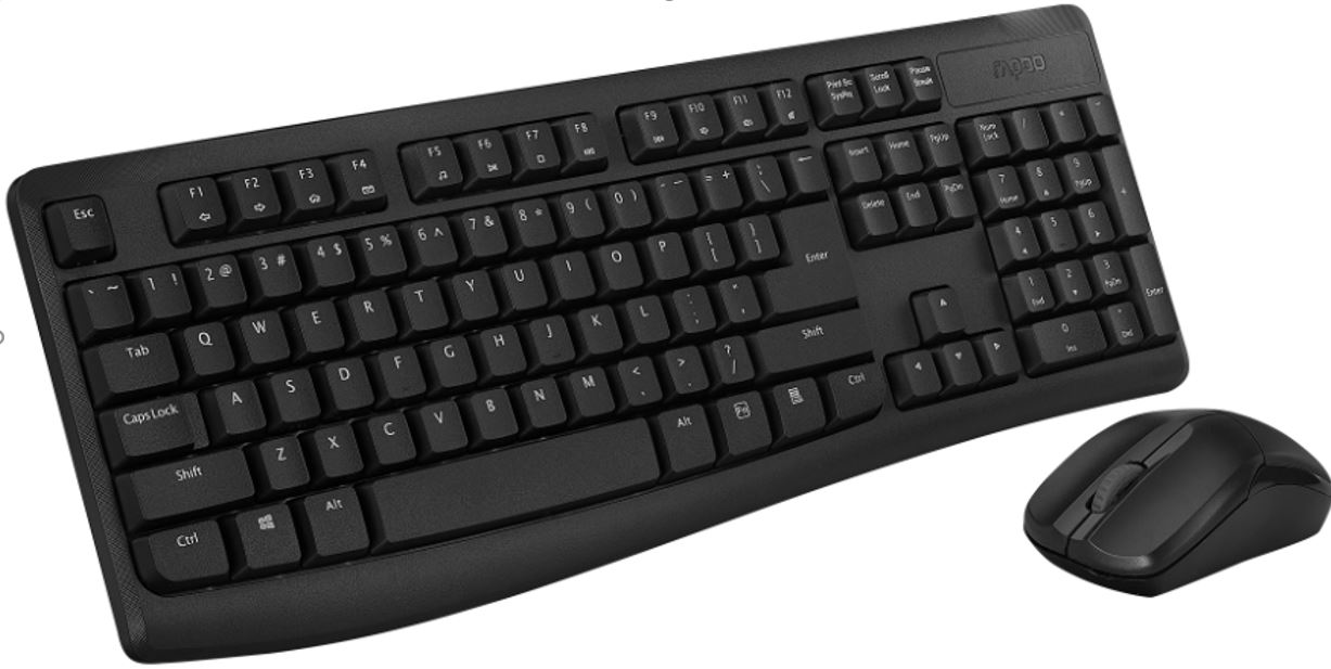 Rapoo X1800Pro Wireless Mouse & Keyboard Combo - 2.4Ghz, 10M Range, Spill-Resistant Keyboard, 1000 DPI Optical Mouse, Nano USB Receiver