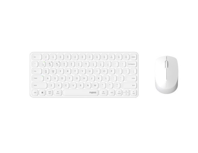 RAPOO X9010M Ultra-Slim 78-Key Wireless Keyboard & Adjustable DPI Ambidextrous Mouse Combo - Bluetooth 4.0/5.0 & 2.4GHz, Up to 12 Months Battery Life, Aluminum Base White