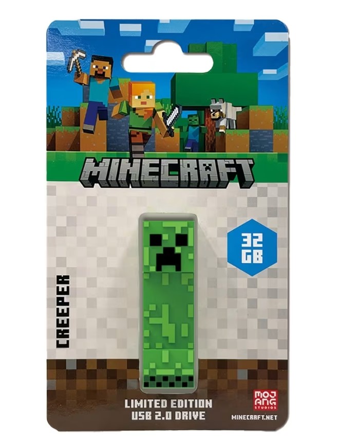 Verbatim Minecraft Creeper 32GB USB 2.0 Flash Drive - Limited Edition Collector's Edition with 3D Rubberized Design