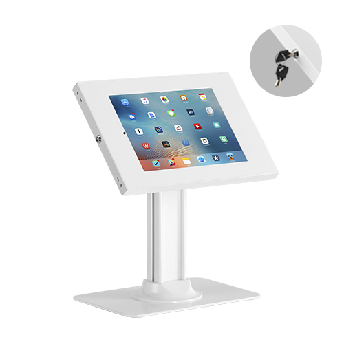 Brateck PAD34-03 Anti-Theft Countertop Tablet Holder for 9.7 to 11 Inch Tablets with Bolt Down Base and Key Lock - Matte White