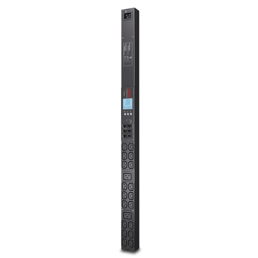 APC NetShelter Metered Rack PDU AP8858, 0U Vertical, 230V/16A Input, 18x IEC C13 & 2x IEC C19 Outlets, Active Metering, LCD Display, EcoStruxure IT Compatible
