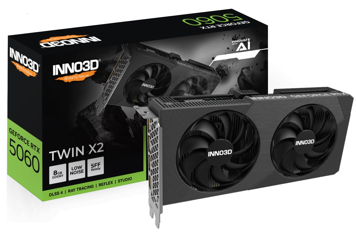INNO3D GeForce RTX 5060 TWIN X2 8GB GDDR7 Gaming Graphics Card with 2497MHz Boost Clock & 28Gbps Memory