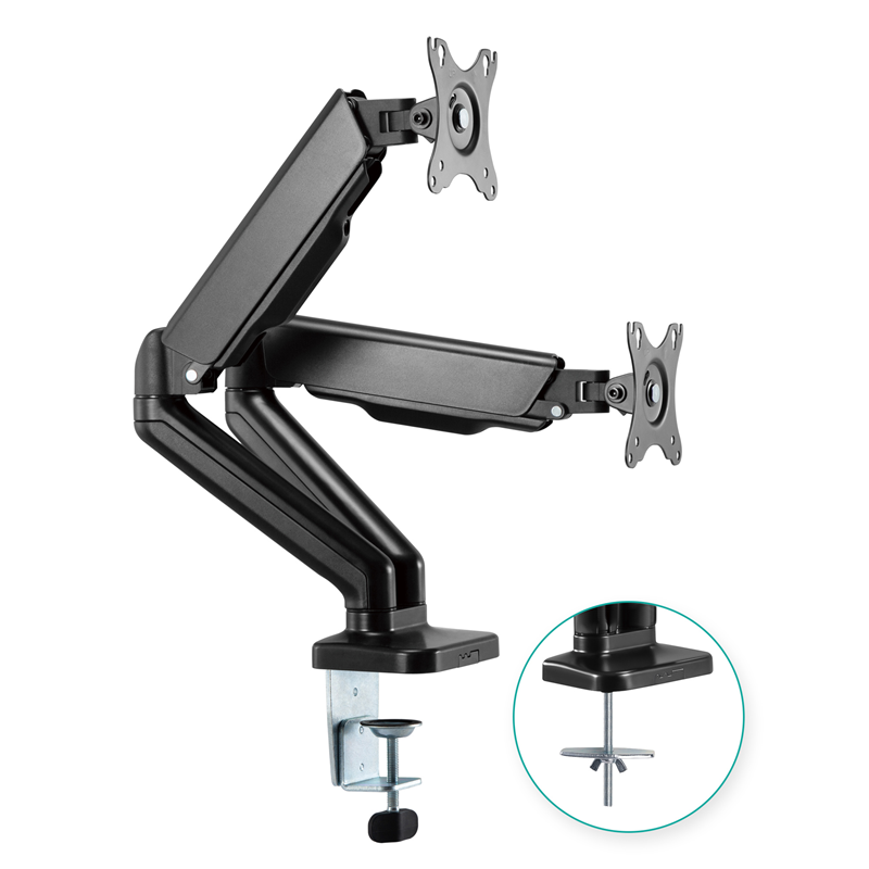 mbeat® activiva ErgoLife Dual Monitor Steel Gas Spring Arm - Supports 17"–32" Monitors, VESA 75x75 & 100x100, Adjustable Tension & Cable Management