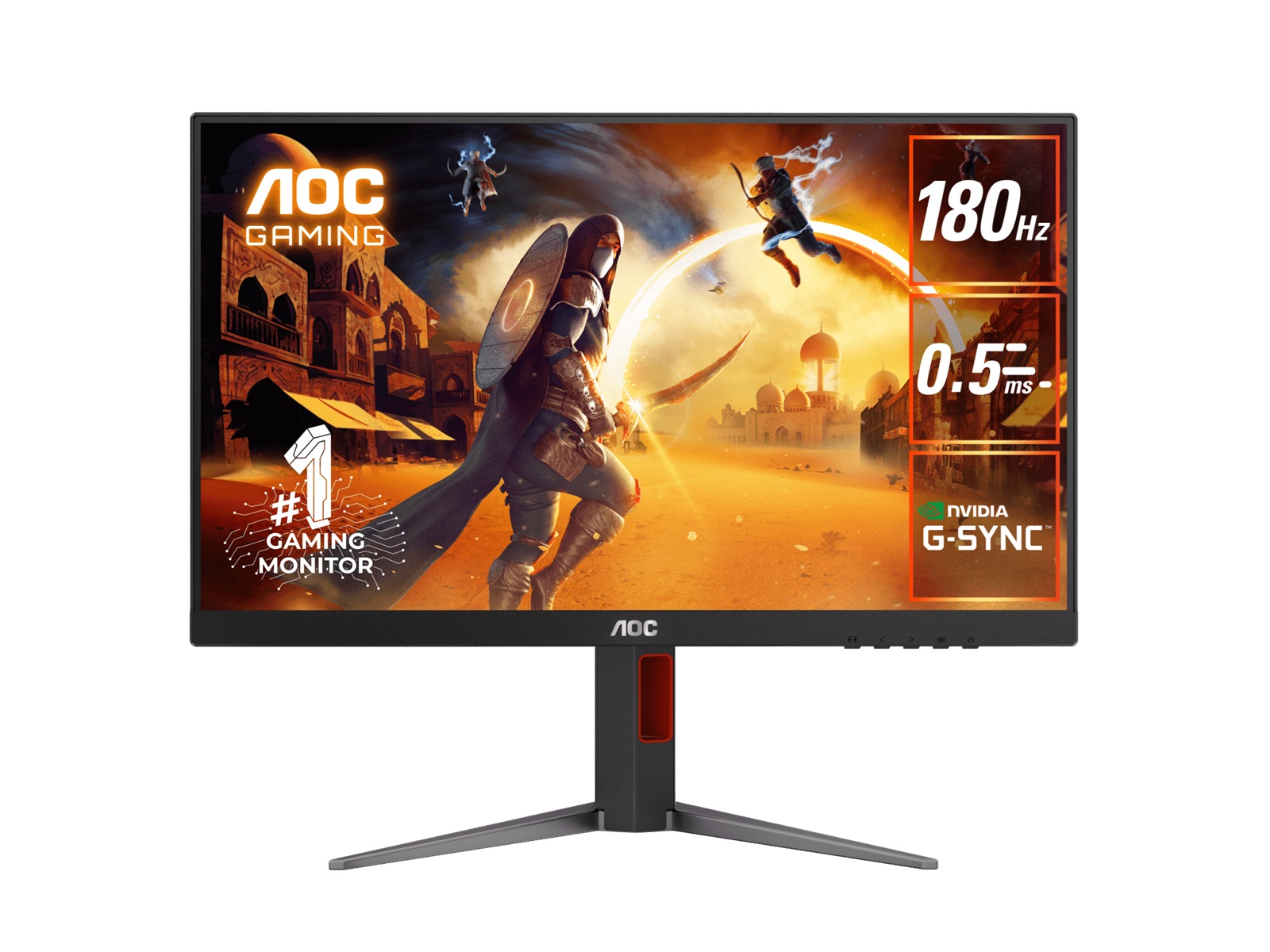 AOC 24G4 23.8" FHD 180Hz IPS Gaming Monitor with 0.5ms MPRT, G-Sync Compatible, HDR10, 126% sRGB, DP 1.4 & HDMI 2.0, Adjustable Stand & VESA Mount