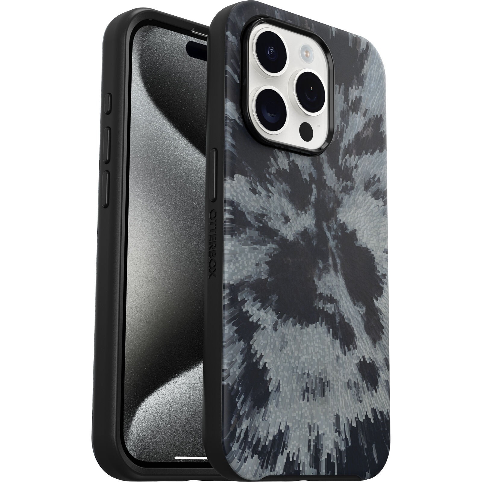 OtterBox Symmetry+ MagSafe Case for Apple iPhone 15 Pro (6.1") - Burnout Sky Black, DROP+ Military Grade Protection, Antimicrobial, 7-Year Warranty
