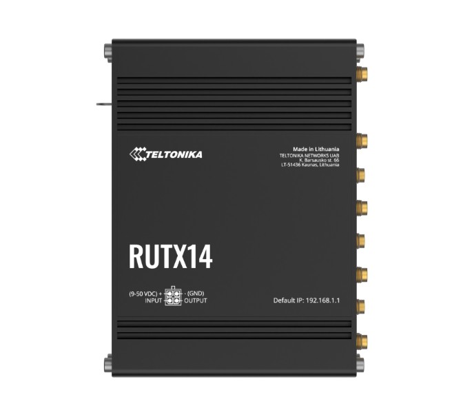 Teltonika RUTX14 4G LTE CAT12 Industrial Cellular Router with Dual SIM Failover, Dual Band WiFi 802.11ac, GNSS/GPS, Bluetooth LE, PSU Included