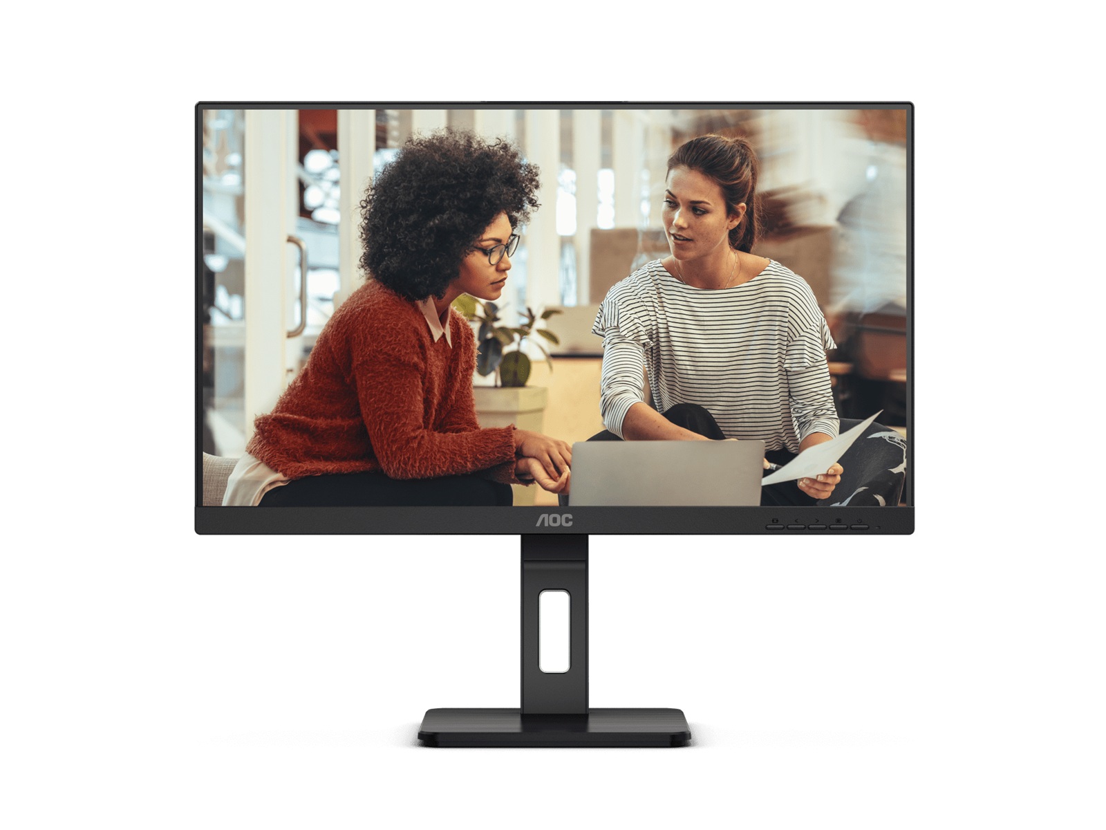AOC 27E3QAF 27" Full HD IPS Monitor – 75Hz, 4ms Response, 300 nits, 120% sRGB, HDMI/DP/VGA, Height Adjustable Stand & Built-in Speakers