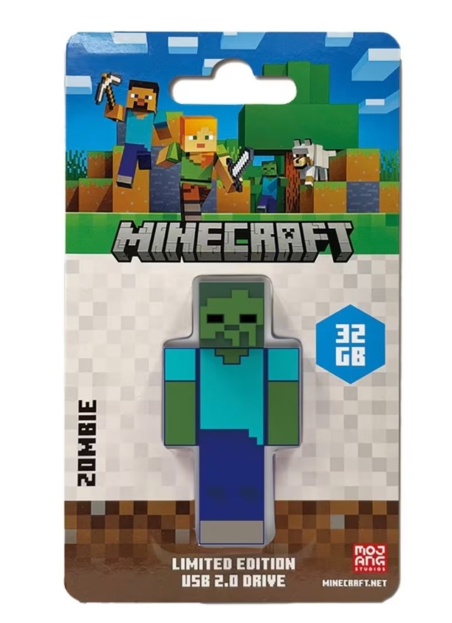 Verbatim Minecraft Zombie Collector's Edition USB Flash Drive 32GB - Unique 3D Minecraft Character Design, USB 2.0 Storage
