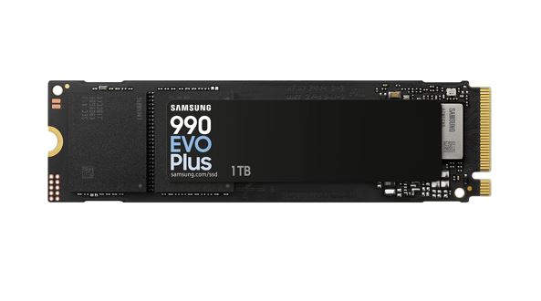 Samsung 990 EVO Plus 1TB PCIe Gen5 NVMe M.2 SSD - 7150MB/s Read, 6300MB/s Write, 850K/1.35M IOPS, TLC V-NAND, AES 256-bit Encryption, 5 Year Warranty