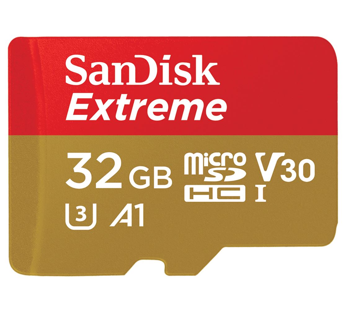 SanDisk Extreme 32GB microSDHC UHS-I Card V30 U3 C10 A1 100MB/s Read 60MB/s Write with SD Adapter for Android Smartphones, Action Cameras & Drones